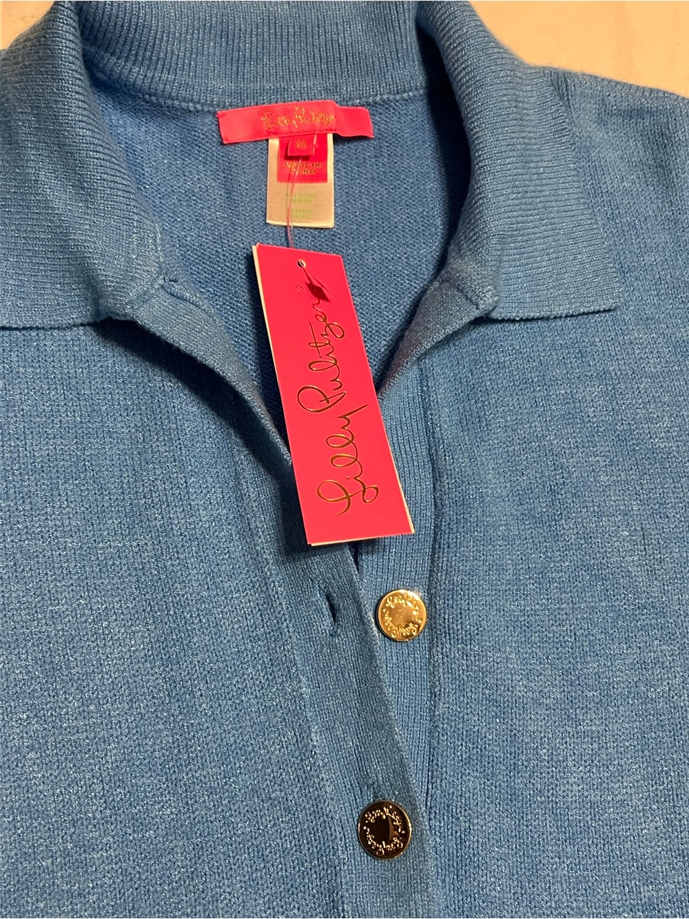 Lilly Pulitzer Bright Blue V-Neck Polo Sweater Dress - Picture 3 of 7